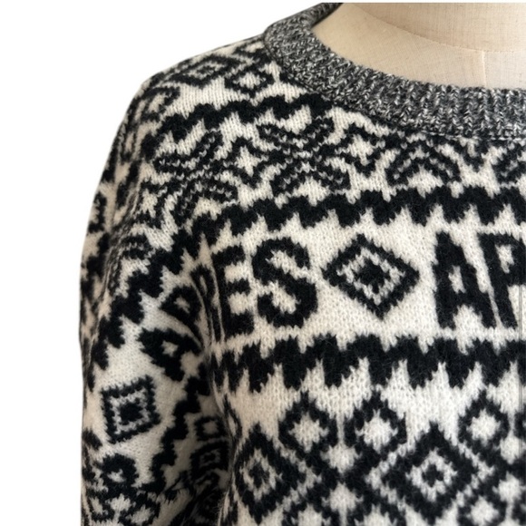 Target Crewneck Sweater A New Day Black White Fair Isle Apres Ski Size Large New - Picture 3 of 11